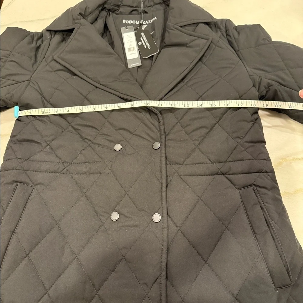 BCBGMaxAzria Women's Coat Black Quilted Double-Breasted Puffer - Picture 7 of 14